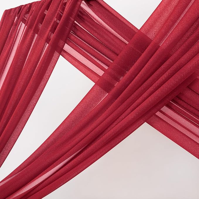 Outdoor Curtains - Red Gauze Arch Drapes, 2 Panels, 29 x 20 Ft