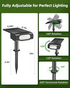 EZVALO Solar Spot Lights Outdoor IP67 Waterproof, Adjustable Solar Landscape Lights, 3 Lighting Modes Solar Spotlights for Outside Yard Garden Plant Trees Pathway Flag (Cool White-6Pack)