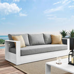 Modway Tahoe Aluminum Outdoor Patio Sofa in White Gray