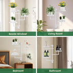 Plant Holder Indoor Rotating Window Plants Shelves Metal Wall Plant Stand 3 Tier Wall Planters for Indoor Plants, for Outdoor, Patio, White