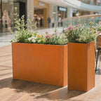 Rusted Metallic Heavy Rectangular Planter 30" x 12" x 24" for Outdoor Plants Corten Steel Outdoor Planter Spliced Flower Box with Partitions for Outside,Indoor,Garden (Corten, 30 * 12 * 24)