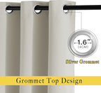 NICETOWN Natural Blackout Living Room Curtain - Grommet Window Treatment Thermal Insulated Solid Room Darkening Drapes Sound Dampening for Bedroom, 1 Panel, W52 x L63