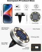btfarm 16 Pack Solar Lights Outdoor, 8 LED Solar Ground Lights IP65 Waterproof Flat Solar Disc Light, Pathway Lights for Garden Lawn Patio Yard Path Landscape, Warm White