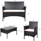 Homall 4 Pieces Outdoor Patio Furniture Sets Rattan Chair Wicker Set,Outdoor Indoor Use Backyard Porch Garden Poolside Balcony Furniture (Black and Beige)
