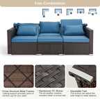 Vicluke 6 Pieces Patio Furniture Sets Outdoor Sectional Sofa Set Rattan Daybed with Retractable Canopy, Adjustable Backrest, Storable Tea Table Rectangle Sunbed for Backyard Garden Poolside(Blue)