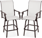 Best Choice Products Set of 2 Swivel Barstools, Bar Height Outdoor Chairs, 360 Rotating Patio Bar Stools w/All-Weather Mesh, 300lb Capacity - Ivory