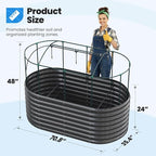 Quictent Galvanized Raised Garden Bed Kit with Self Watering System and Mesh Cover, Large Oval Metal Outdoor Planter Garden Boxes for Vegetables Herbs Flowers, 6x3x2Ft