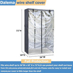 Waterproof Shelf Cover,600D Heavy Duty Dustproof Storage Wire Rack Covers,Outdoor Shelving Covers for Wire Shelves with Zipper 36''x18''x72'',Clear Front.