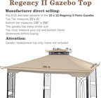 SCOCANOPY Replacement Gazebo Canopy for 10 x 12 Regency II Patio Gazebo Model L-GZ798PST,A101004104,A101004105,(Light Beige)