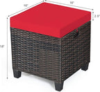 Tangkula 2 Pieces Outdoor Patio Ottoman, All Weather Rattan Wicker Ottoman Seat, Patio Rattan Furniture, Outdoor Footstool Footrest Seat w/Removable Cushions