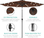 Best Choice Products 10ft Solar Polyester LED Lighted Patio Umbrella w/Tilt Adjustment and UV-Resistant Fabric