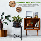 Plant Stand Indoor Outdoor, 15" Tall Flower Pot Stand, Round Metal Corner Plant Stand for Flower Pot, Rustproof Flower Plant Holder for Home, Garden, Patio, Plant Lovers, Housewarming (Set of 1)