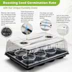 3 Pack 12 Cell Seed Starting Trays with Clear Domes and Growing Lights & 4 Inch Clear Seedling Pots 36 Pack, Plant Nursery Faster Propagation Kit 3 Sets for Seeds Vegetables Herbs