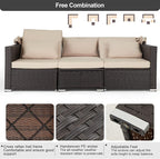 Vicluke 6 Pieces Patio Furniture Sets Outdoor Sectional Sofa Set Rattan Daybed with Retractable Canopy, Adjustable Backrest, Storable Tea Table Rectangle Sunbed for Backyard Garden Poolside(Khaki)
