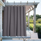 NICETOWN Outdoor Curtain for Patio Waterproof Extra Wide 100", Blackout Vertical Blinds Thermal Insulated Stainless Steer Grommet Indoor Outdoor Divider for Public Space, Grey, 1 Piece, 84" L