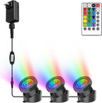 RGB Pond Lights with Timer, LED Underwater Submersible Colorful Landscape Spotlights, 98ft Remote Control IP68 Waterproof Fountain Lights for Fish Aquarium Tank Garden Yard Pool (Set of 3)