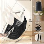 Chihee Hammock Chair 4.9ft x 3.9ft Max 500 Lbs Widen Hanging Swing 2 Cushions Included Metal Spreader Bar with Anti-Slip Grooves Portable Comfy Hanging Chair Side Pocket Bohemian Chair Indoor Outdoor