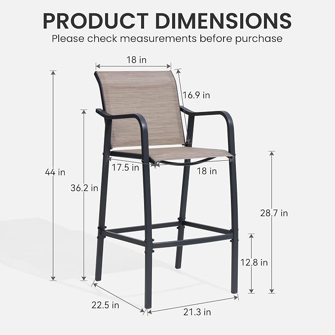 Bar Chairs Set of 4 with Metal Frame, Espresso, 500 lb Capacity