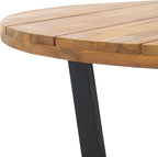 SAFAVIEH Outdoor Collection Leo Natural/Black Solid Wood Round Coffee Table