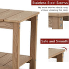 Stoog Outdoor Side Table, Weather Resistant 2-Tier Rectangle Patio End Table, Easy Maintenance, Teak