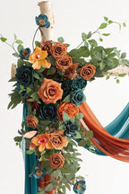 Artificial Flowers Wedding Arch Kit, Teal and Burnt Orange, 4 Piece Set