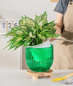Melphoe Self Watering Pots for Indoor Plants Planter, 8.3/5.3 Inch 2 Pack Planters Self Watering Plant Pots for Flower, Houseplants, Succulent, African Violets and Cactus with Drainage