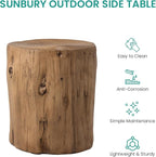 SUNBURY Outdoor Side Table Set of 2, Tree Stump Side Table Light Oak Colored - Image 5
