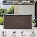 TARKARI Premium Pro Edition 100 Gallon Lockable Resin Deck Box, Waterproof & UV-Resistant Outdoor Storage Box for Outdoor Cushion Storage, Garden Tools & Pool Accessories Storage, Brown
