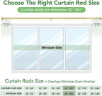 Curtain Rods for Windows 72 to 144, 1 Inch Adjustable Gold Heavy Duty Long Window Curtain Rod with End Caps, Modern Style Indoor Outdoor Drapery Rods for Patio Bedroom, Size 32" - 150"