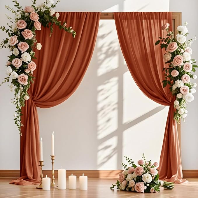 Outdoor Curtains: Sheer Gauze Arch Drapes, 2 Panels, 29 x 240 Inches