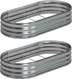 8x4x1ft(2 Pack) Galvanized Oval Raised Garden Bed,Outdoor Planter Box Metal Patio Kit Planting Bed for Vegetables Flowers Herb,Silver
