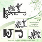 4-Pack Aesthetic Plant Hangers Outdoor – 10 Inch Metal Hanging Plant Bracket with Beautiful Hummingbird Pattern – Anti Rust Plant Hooks for Hanging Plants, Bird Feeder, Windchime, Lantern