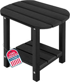 LZRS Outdoor Side Table - 2-Tier Adirondack HDPE Patio End Table for Pool, Porch,Balcony & Backyard,Weather Resistance for Indoor and Outdoor use(Black)
