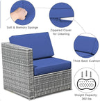 Tangkula 8 Pieces Wicker Patio Furniture Set with Storage Deck Box, PE Rattan Outdoor Sectional Sofa Conversation Set with Coffee Table & Cushions, Outside Furniture for Garden Yard Poolside (Navy)