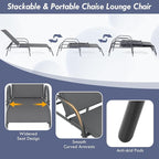 Giantex Patio Lounge Chair, Outdoor Chaise Lounge with 5 Adjustable Backrest, Sturdy Steel Frame, Sunbathing Recliner, Tanning Chair for Beach, Outside, Yard, Balcony, Pool Chairs (1,Dark Gray)