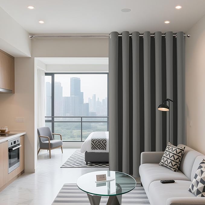 Blackout Patio Sliding Door Curtains – Light Grey, 100Wx108L, 1 Panel