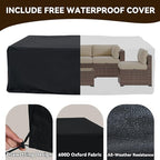 Aoxun Patio Furniture Sets, 7-Piece Outdoor Patio Furniture with Thick Cushions, Wicker Outdoor Conversation Set Sectional Sofa for Backyard, Poolside, Garden(Cream-Browm, 7 x 25.6 - Seats)