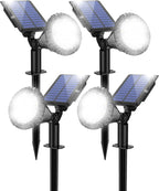 Solar Spot Lights for Outside, 21 LED Outdoor Solar Lights for Yard, 4 Pack Solar Spotlights Waterproof Auto On/Off for Landscape, Wall, Garden, Pool, Tree, Pathway and Driveway(White)