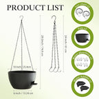 10 Inch Hanging Baskets 2 PC with Chains, Self-Watering Hanging Planters for Indoor Outdoor Plants, Plastic Hanging Flower Pots,Black