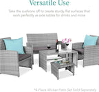 Best Choice Products Set of 2 Wicker Ottomans, Multipurpose Outdoor Furniture for Patio, Backyard, Additional Seating, Footrest, Side Table w/Removable Cushions, Steel Frame - Gray/Gray