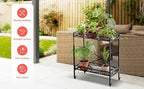 Zhongma 2 Tier Sturdy Metal Plant Stand with Wheels, 32.7x16x39.4 Inch High, Heavy Duty Succulent Shelf for Home Indoor and Outdoor, 440 LBS Capacity & Heavy Duty Construction