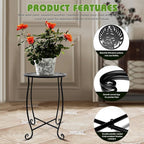 Fashion&cool Side Tables for Small Space, Metal Outdoor Indoor Round Side Table, Small End Table Pool Chair Side Table for Patio Yard Porch Balcony Garden Bedside Plant Stand
