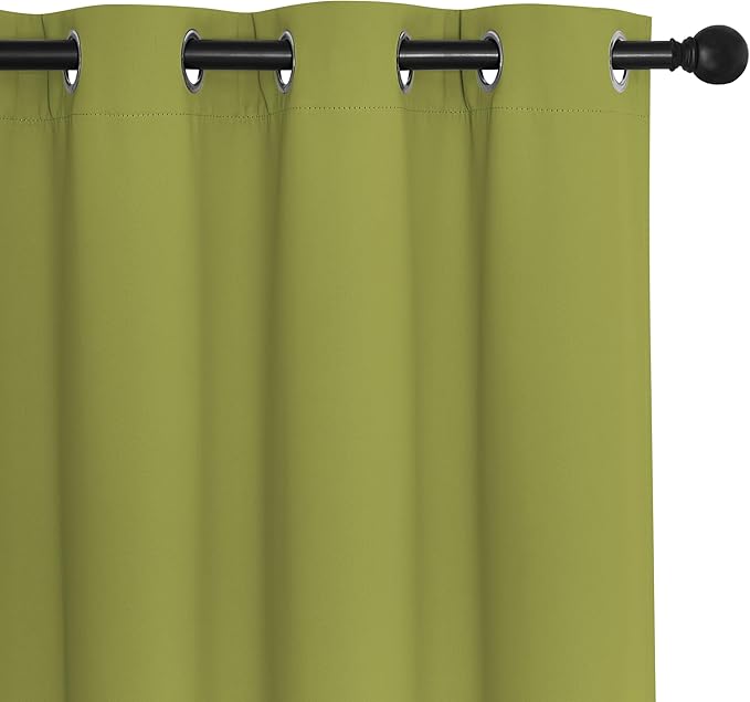 NICETOWN Patio Blackout Curtain Panels - Extra Wide Sliding Door Thermal Insulated Drape, Privacy Room Divider Curtain for Bedroom Office (Fresh Green, 66 x 118 Inch Long)
