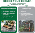 Metal Plant Stand, Rust-proof Aluminum Flower Pot Stand, Heavy Duty Planter Display Shelving for Patio Balcony Garden Living Room Decorative (Black, 35.4 Inch)