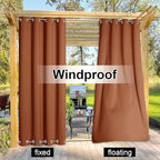 NICETOWN Outdoor Curtains Heavy Weight for Patio Waterproof & Windproof, Top and Bottom Rustproof Grommets Block The Sun & Heat Privacy for Yard/Porch, Burnt Orange, W52 x L108, 2PCs