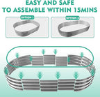 5X2.7X1 FT Oval Galvanized Metal Garden Raised Bed/Plant Box for Planting,32 Inches Diameter Iron Fire Pit Ring,Small Animal Fence-3 in 1 Modular Design in Black (Silver, 60X32X11.5 Inches)