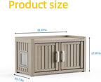 2 Doors Shoe Storage Bench - 2 Side Door Hidden Furniture Cabinet with Storage, Waterproof Entryway Bench with Seat for Indoor Outdoor, End of Bed Footrest Stool for Bedroom, Hallway, Grey
