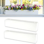 LaLaGreen Wall Planters for Outdoor (36 Inch, 2 Pack) White Carbon Steel Metal Hanging Flower Pots, Long Rectangular Wall Mount Window Box Planters for Succulents, Balcony, Fence, Deck Garden Décor