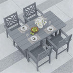 5-Piece Outdoor Dining Set, HDPE All-Weather Patio Table and Chairs Set for 4, Outdoor Patio Furniture Sets with Umbrella Hole for Outside, Deck, Backyard, Garden (Grey)