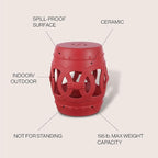 JONATHAN Y TBL1022C Lucky Coins 16" Chinese Ceramic Drum Indoor/Outdoor Garden Stool Bohemian, Coastal, Cottage, French Country, Traditional, for Living Room, Garden Room, Patio, Matte Red